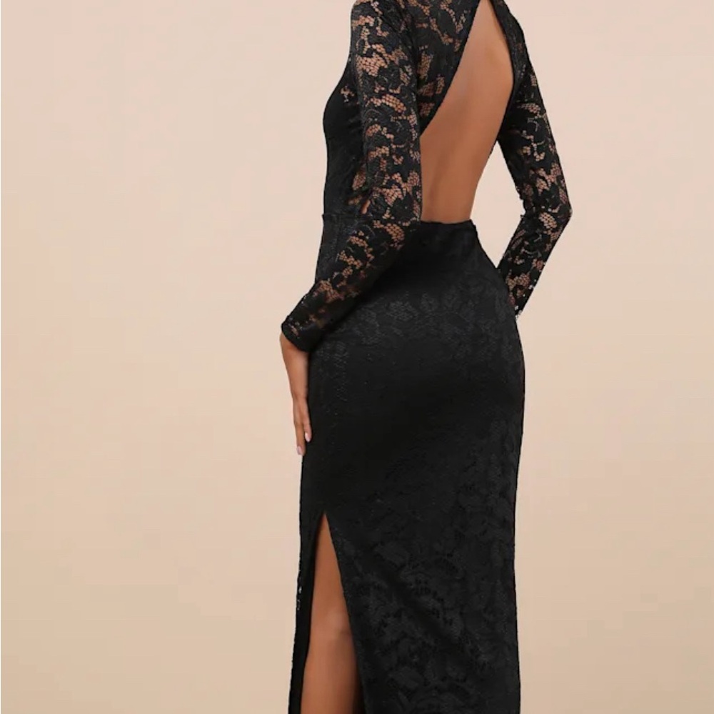 Elegant Black Lace Open-Back Dress (Wedding guest)